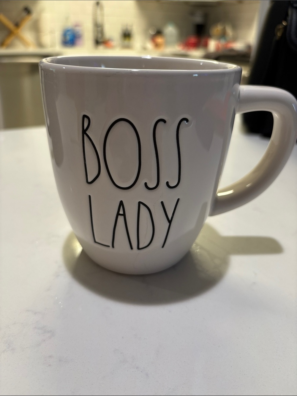 Rae Dunn White Ceramic Mug with Black 'BOSS LADY' Lettering - Picture 2 of 5